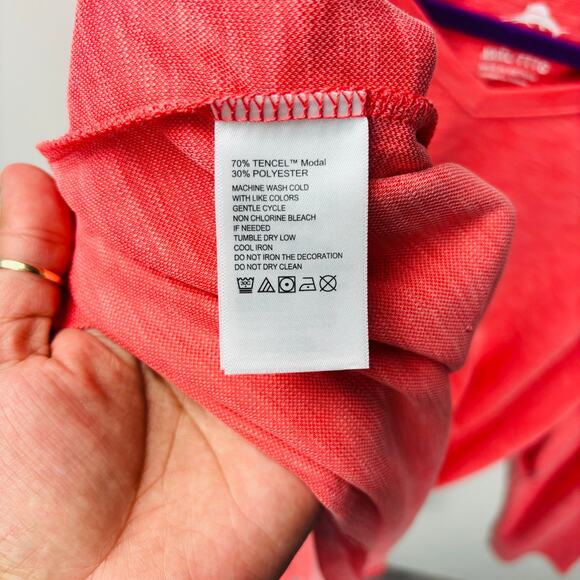 Men’s Tommy Bahama Long Sleeve Paradiso Vee Bright Coral XXXL 0298 - Picture 6 of 7
